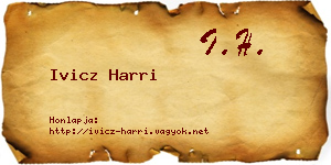 Ivicz Harri névjegykártya